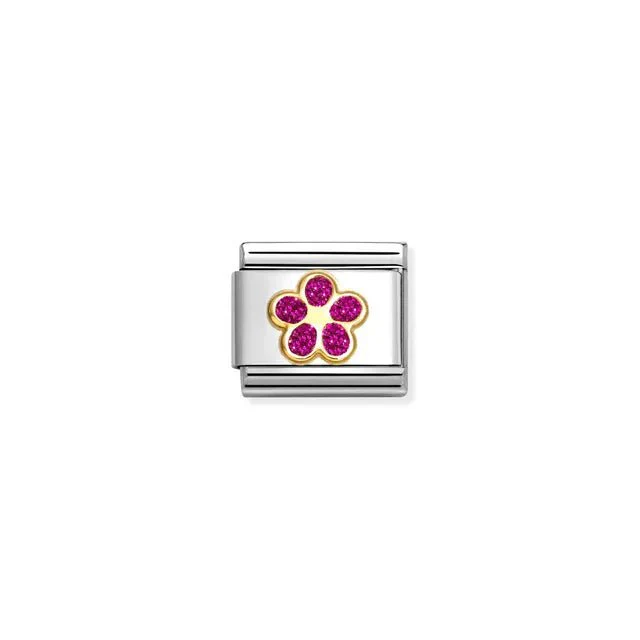 Nomination Composable Link - Glitter Fuchsia Flower