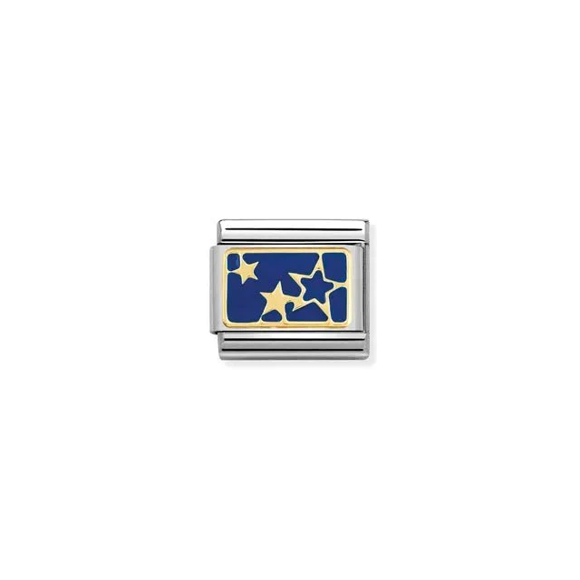 Nomination Composable Link - Gold Stars Blue Plate