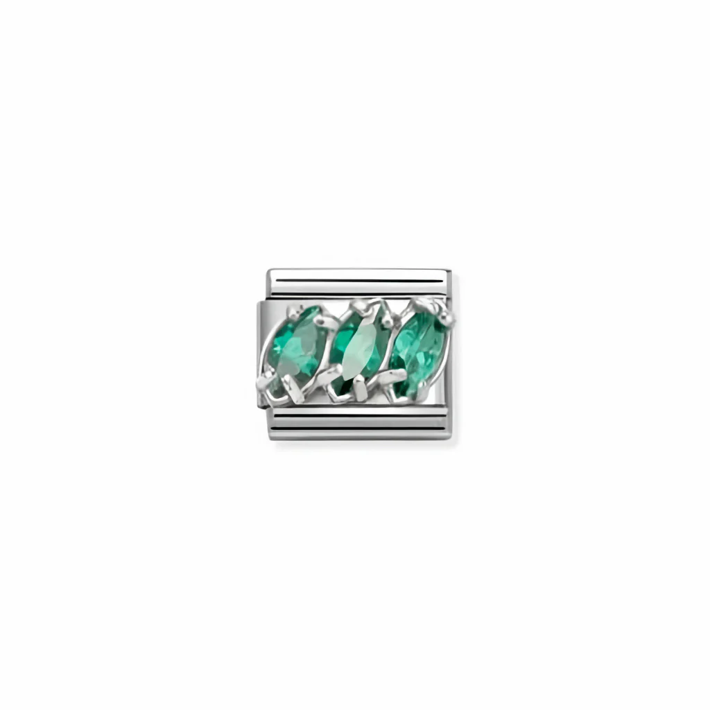 Nomination Composable Link - Green Trilogy in Silver