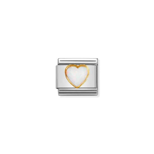 Nomination Composable Link - Heart With White Opal
