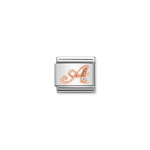Nomination Composable Link - Letter A In Rose Gold And Cubic Zirconia