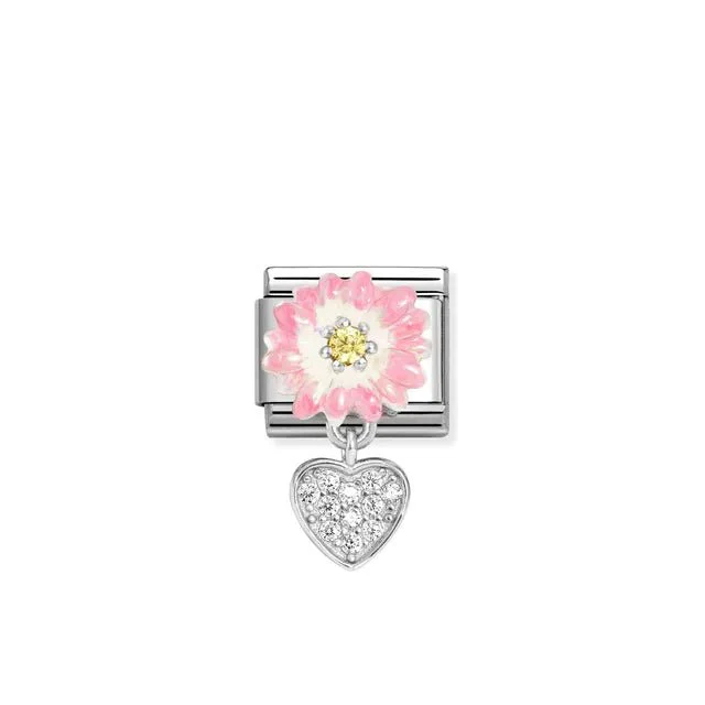 Nomination Composable Link -  Pink Flower And Heart