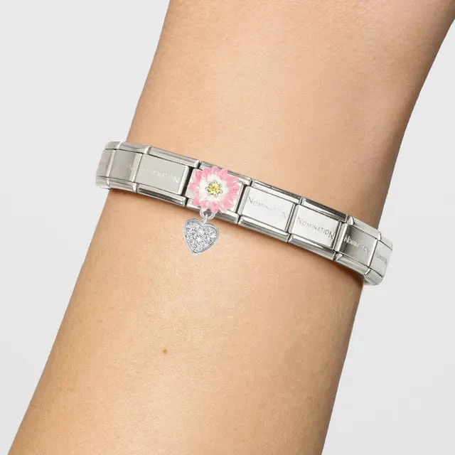 Nomination Composable Link -  Pink Flower And Heart - Image 3