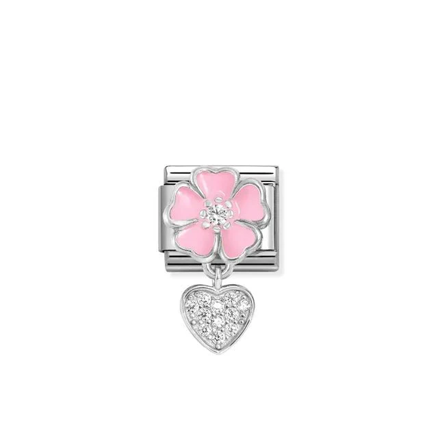 Nomination Composable Link - Pink Flower And Heart