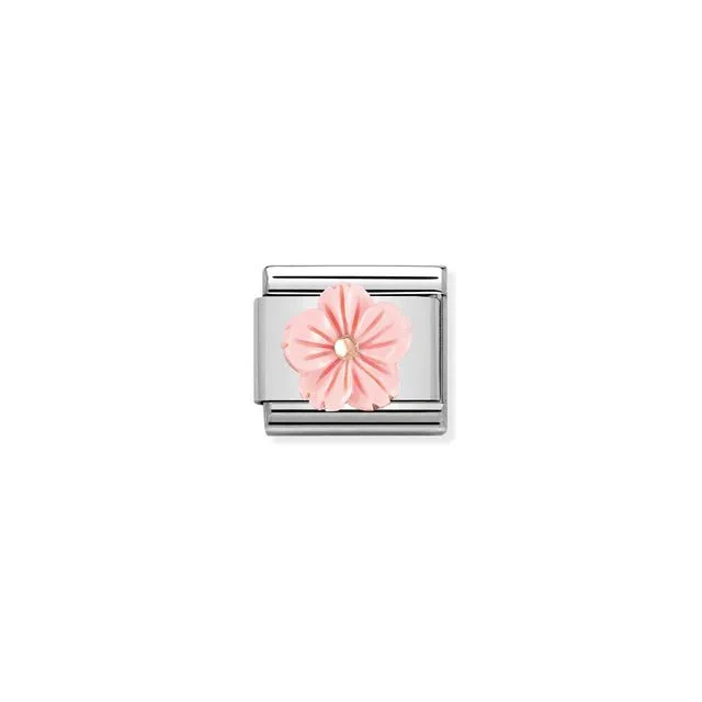 Nomination Composable Link - Pink Flower In Coral Paste