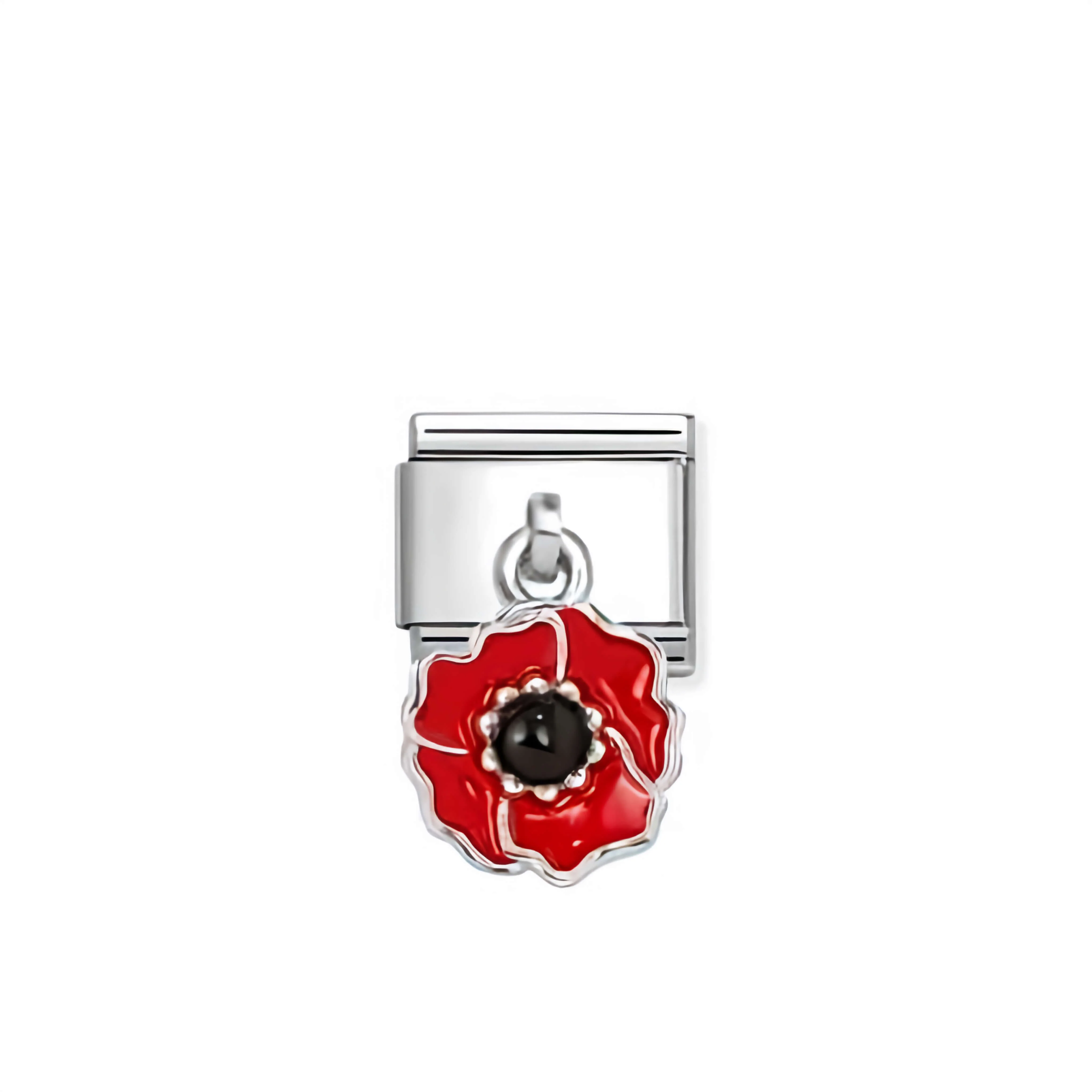 Nomination Composable Link - Red & Black Poppy in Silver