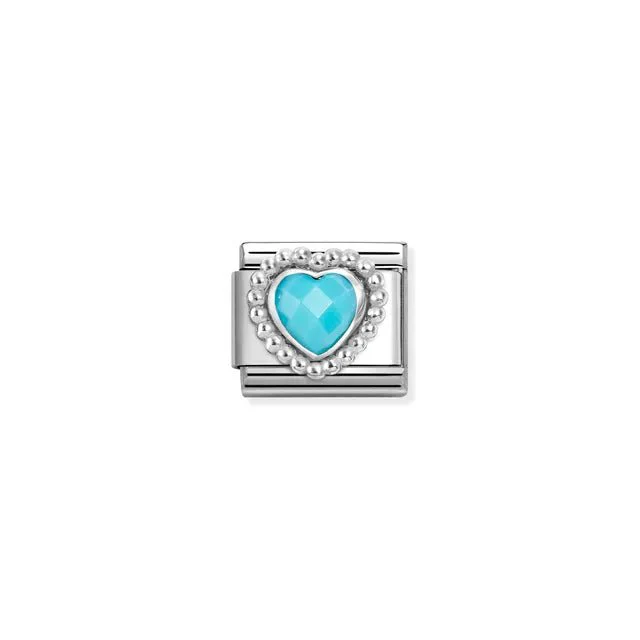 Nomination Composable Link Silver - Faceted Turquoise Heart