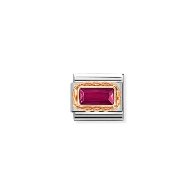 Nomination Composable Link Silver - Red CZ In Rose Gold