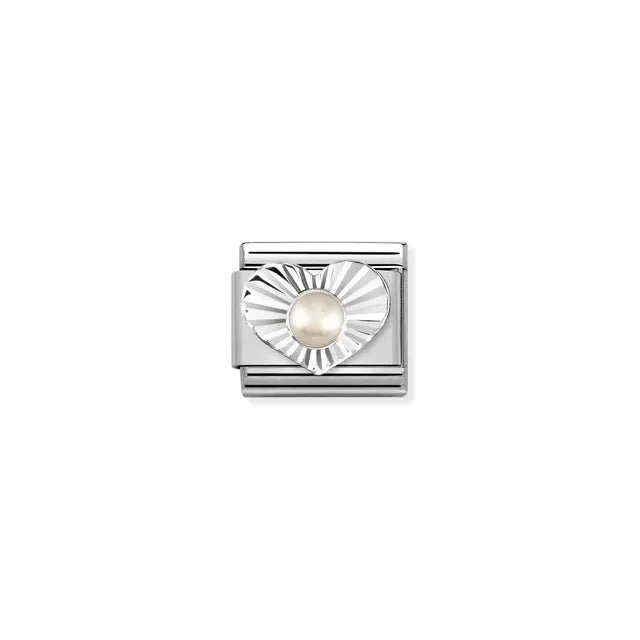 Nomination Composable Link Silver - Silver Heart With White Pearl