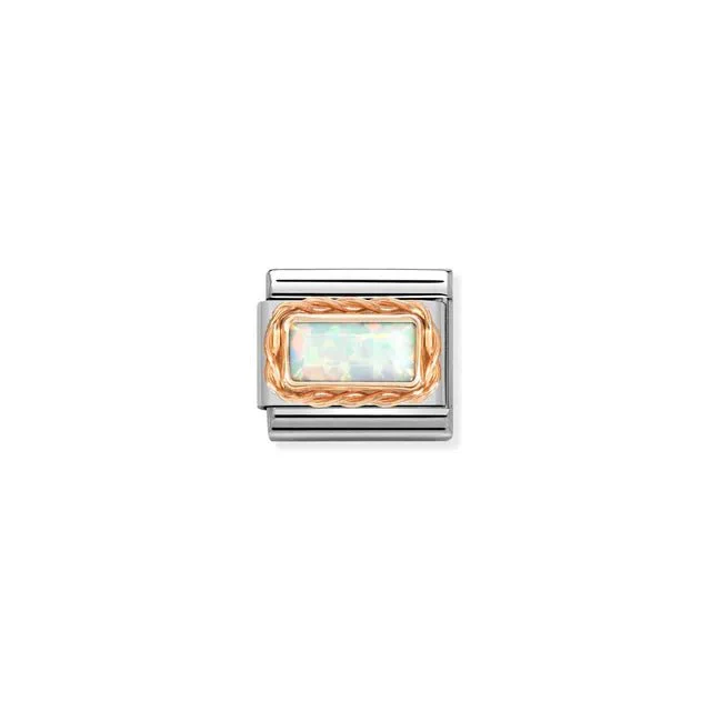 Nomination Composable Link Silver - White Opal In Rose Gold