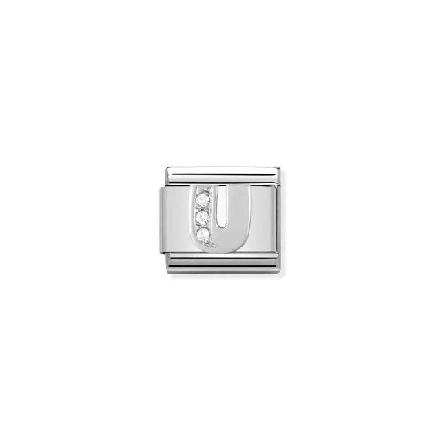 Nomination Composable Link Silver With Stones - Letter U