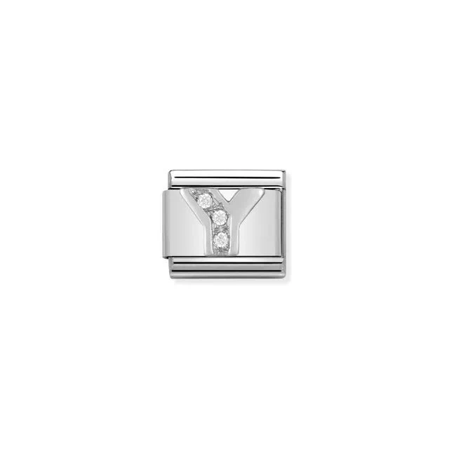 Nomination Composable Link Silver With Stones - Letter Y