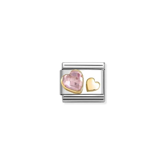 Nomination Composable Link - Pink CZ And Gold Hearts