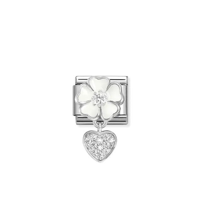 Nomination Composable Link - White Flower And Heart