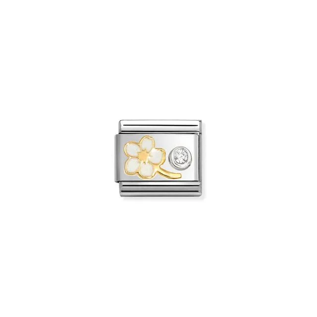 Nomination Composable Link - White Forget-Me-Knot & CZ