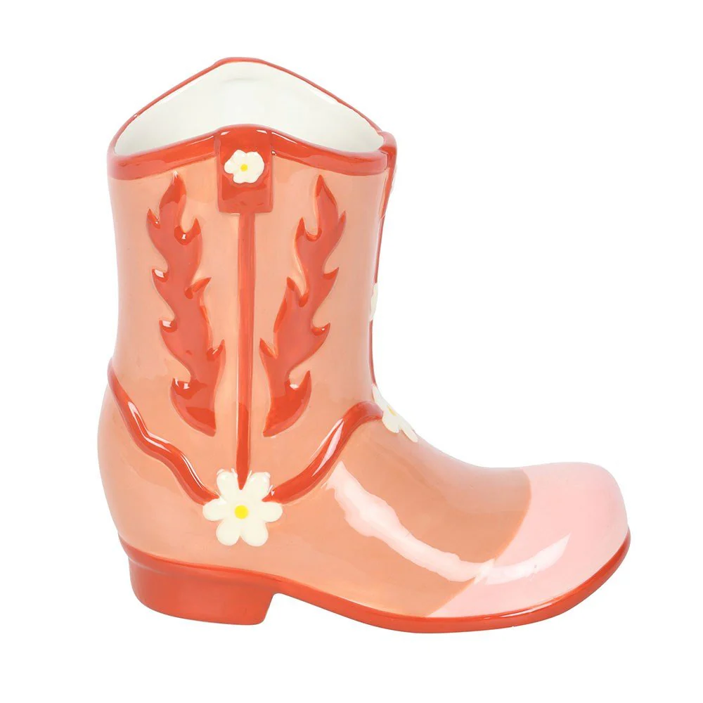 Pink Cowboy Boot Flower Vase - Image 2