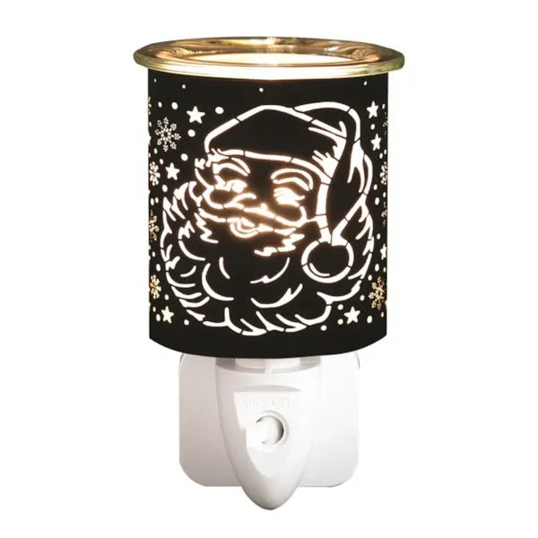 Plug-In Wax Melt Burner – Black & Gold Santa Silhouette 13cm