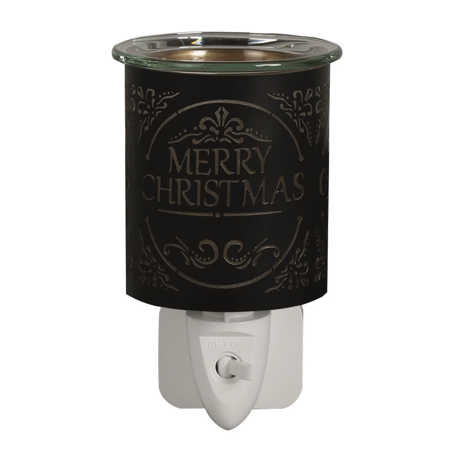 Plug In Wax Warmer - Black & Gold Silhouette Merry Christmas - Image 3