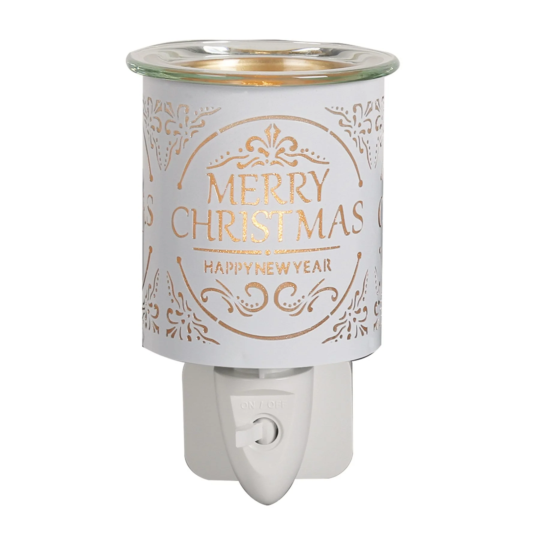 Plug In Wax Warmer -  White & Gold Silhouette Merry Christmas