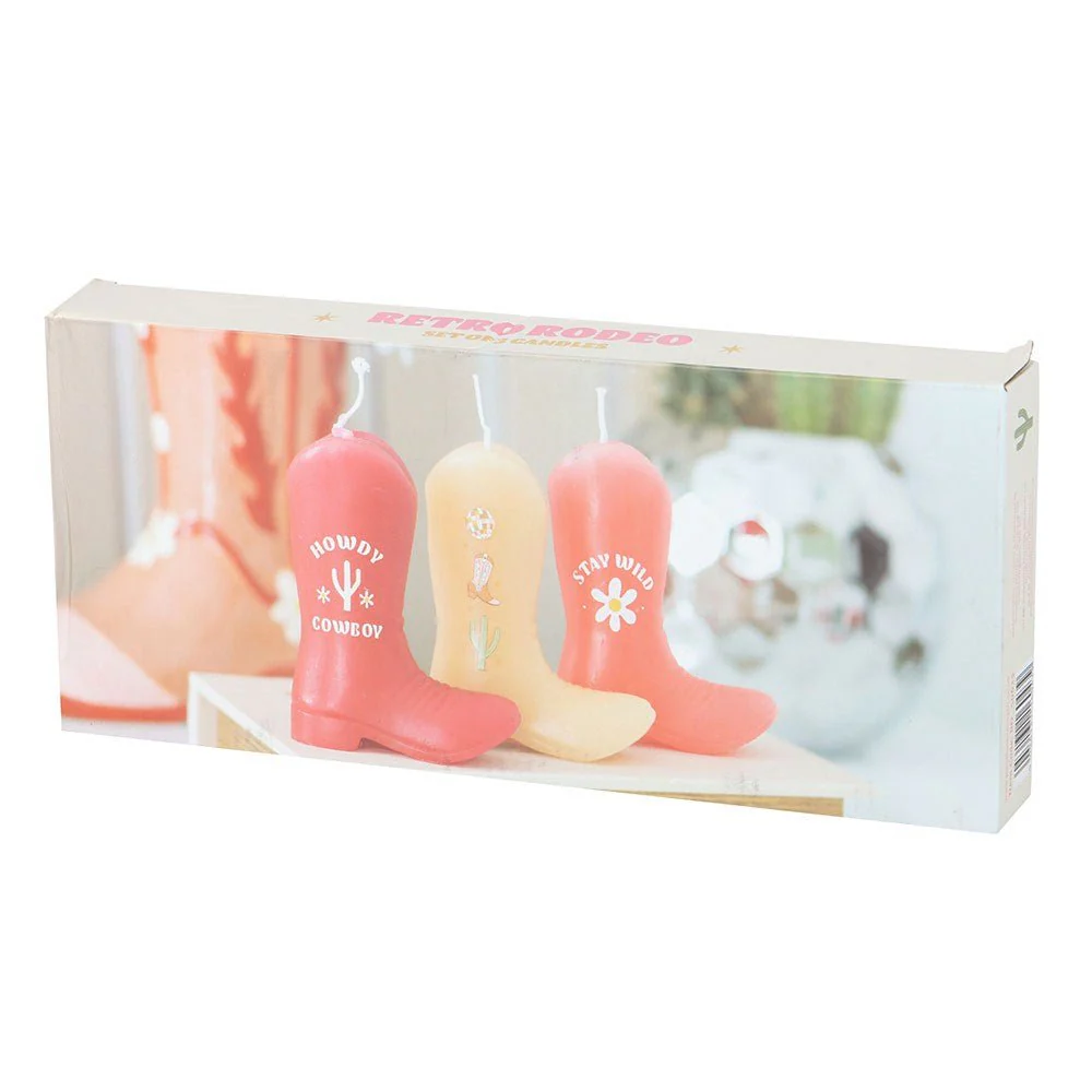 Set of 3 Cowboy Boot Candles - Image 3