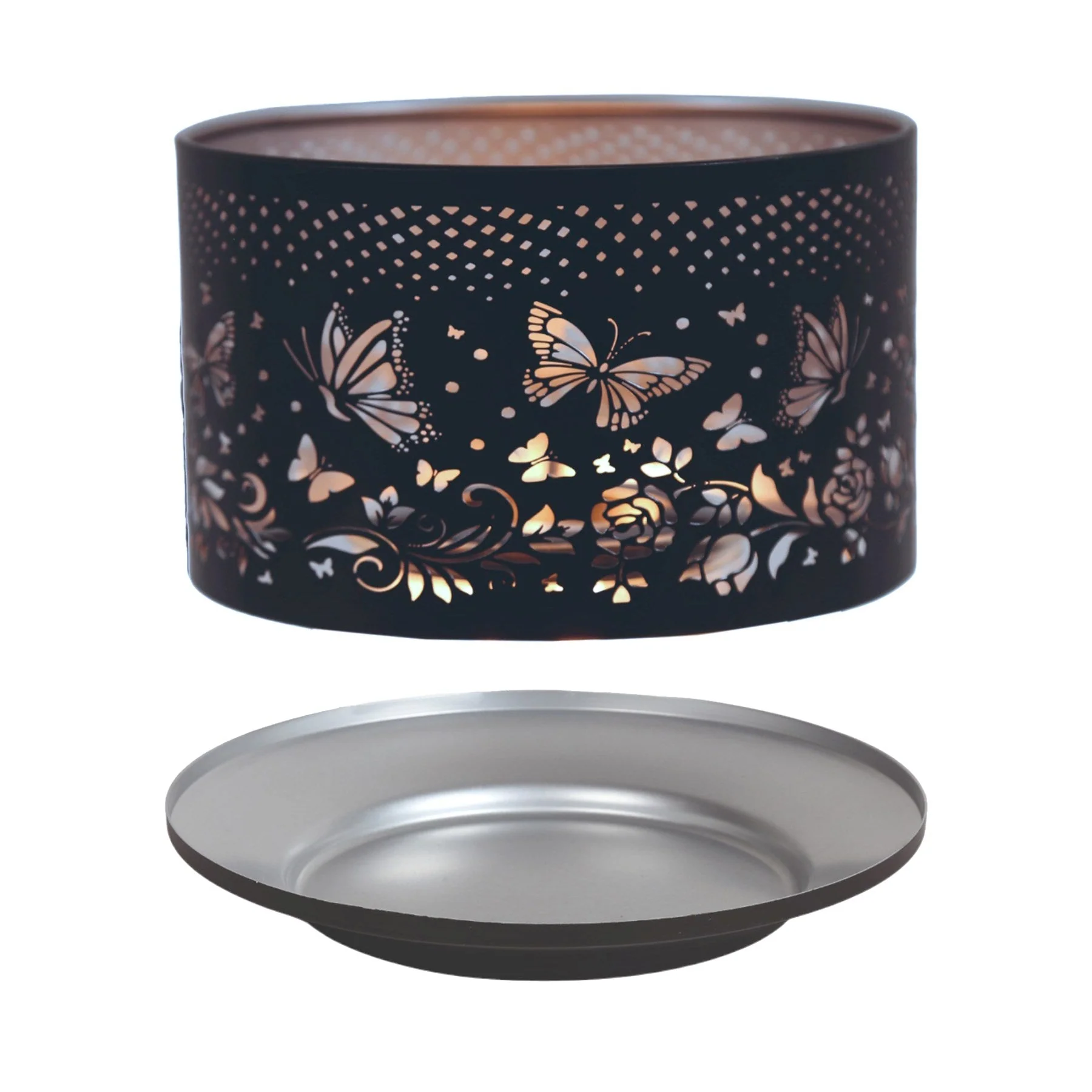 Shade and Tray Metal Silhouette - Black and Silver Butterfly