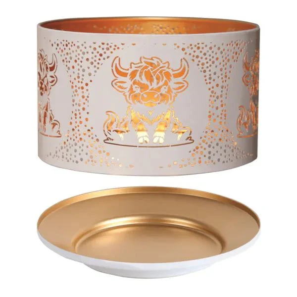 Shade and Tray Metal Silhouette - White Highland Cow