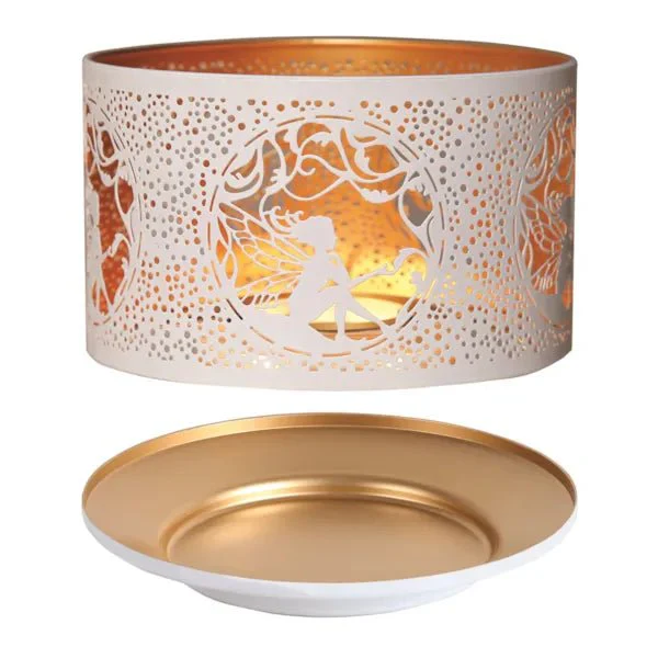 Shade and Tray Metal Silhouette - White Seated Fairy
