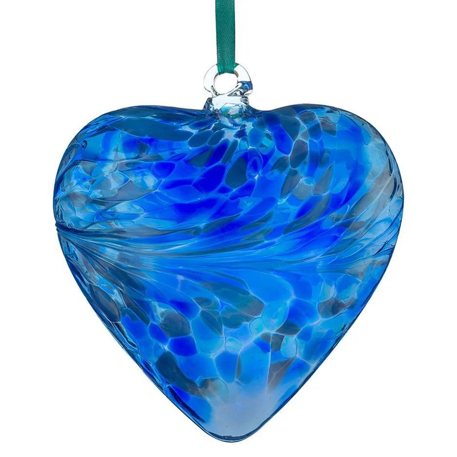 Sienna Glass 12cm Friendship Heart - Blue