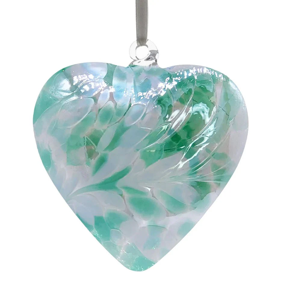 Sienna Glass 8cm Friendship Heart - Green