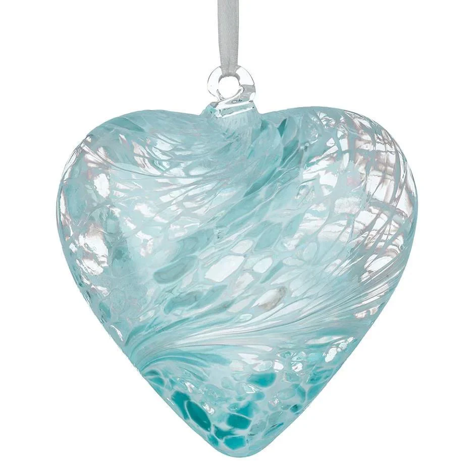 Sienna Glass 8cm Friendship Heart - Pastel Blue