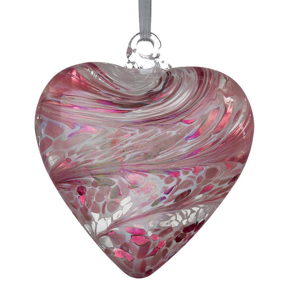 Sienna Glass 8cm Friendship Heart - Pastel Pink