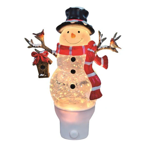 Snowman Plug-In Night Light Spinner