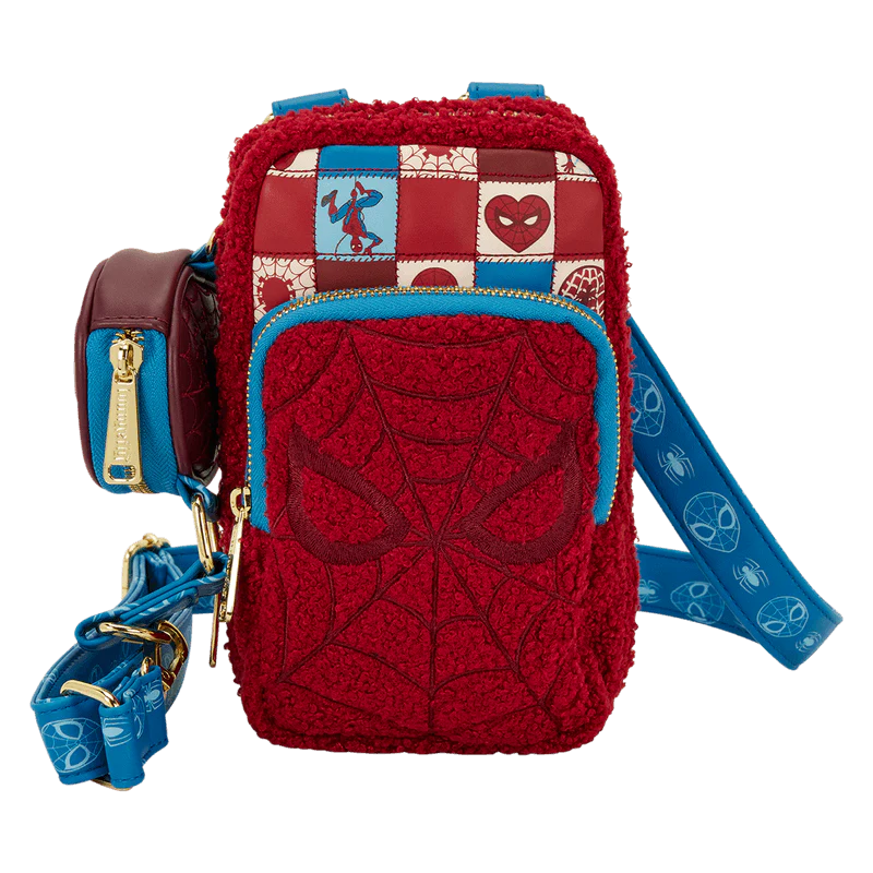 Loungefly Spider-Man Sherpa Cell Phone Crossbody Bag with Coin Bag