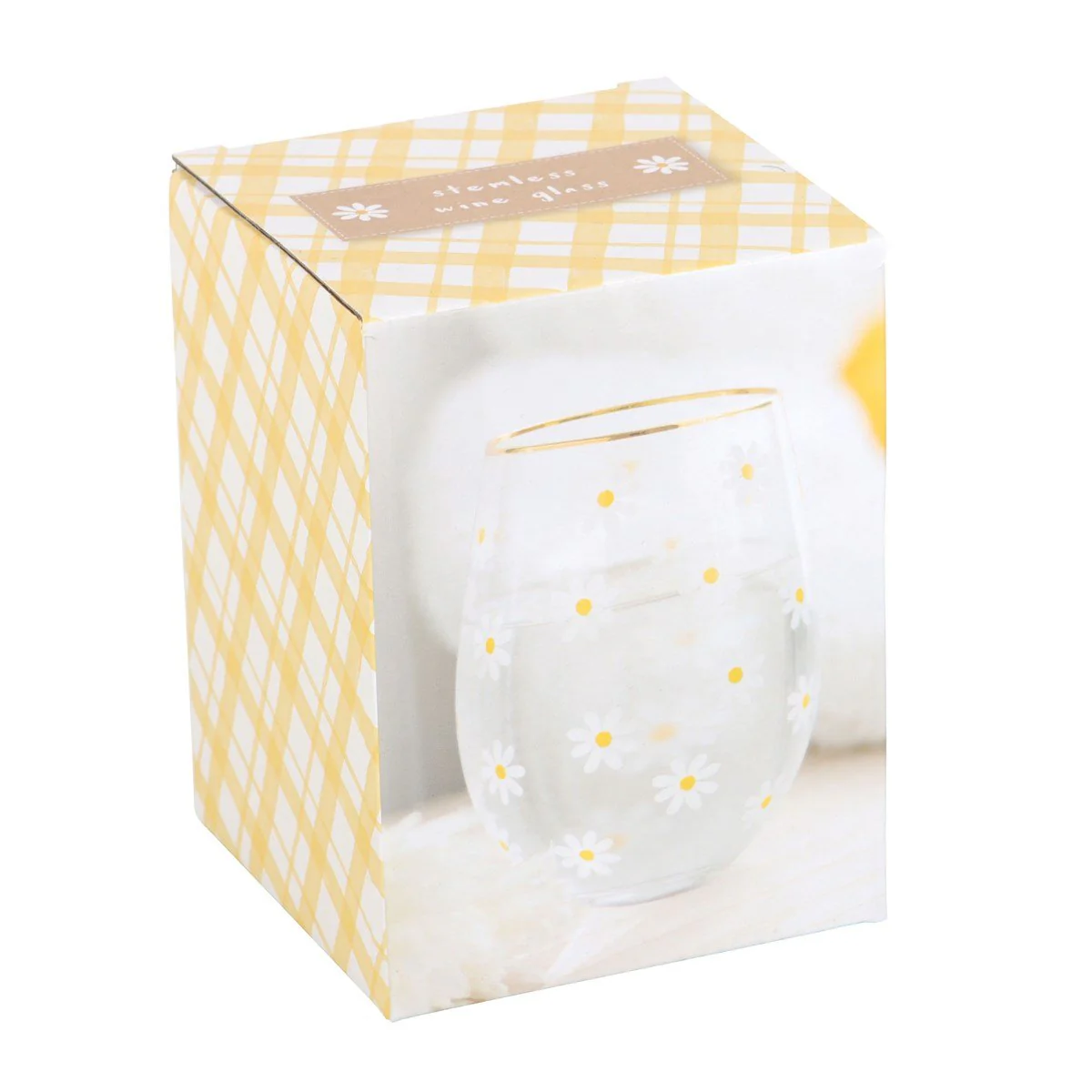 Stemless Wine Glass - Daisy Print - Image 4