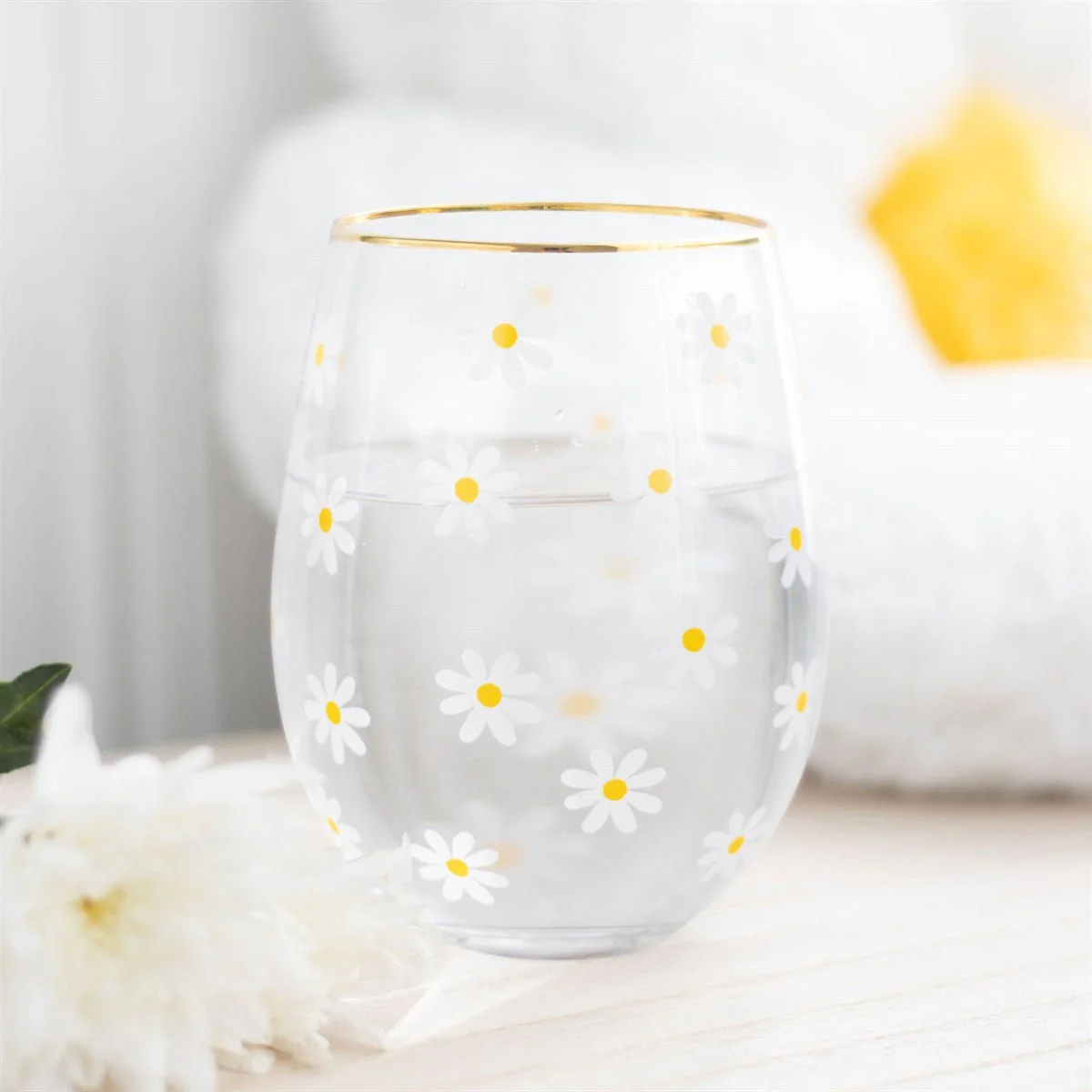 Stemless Wine Glass - Daisy Print - Image 5