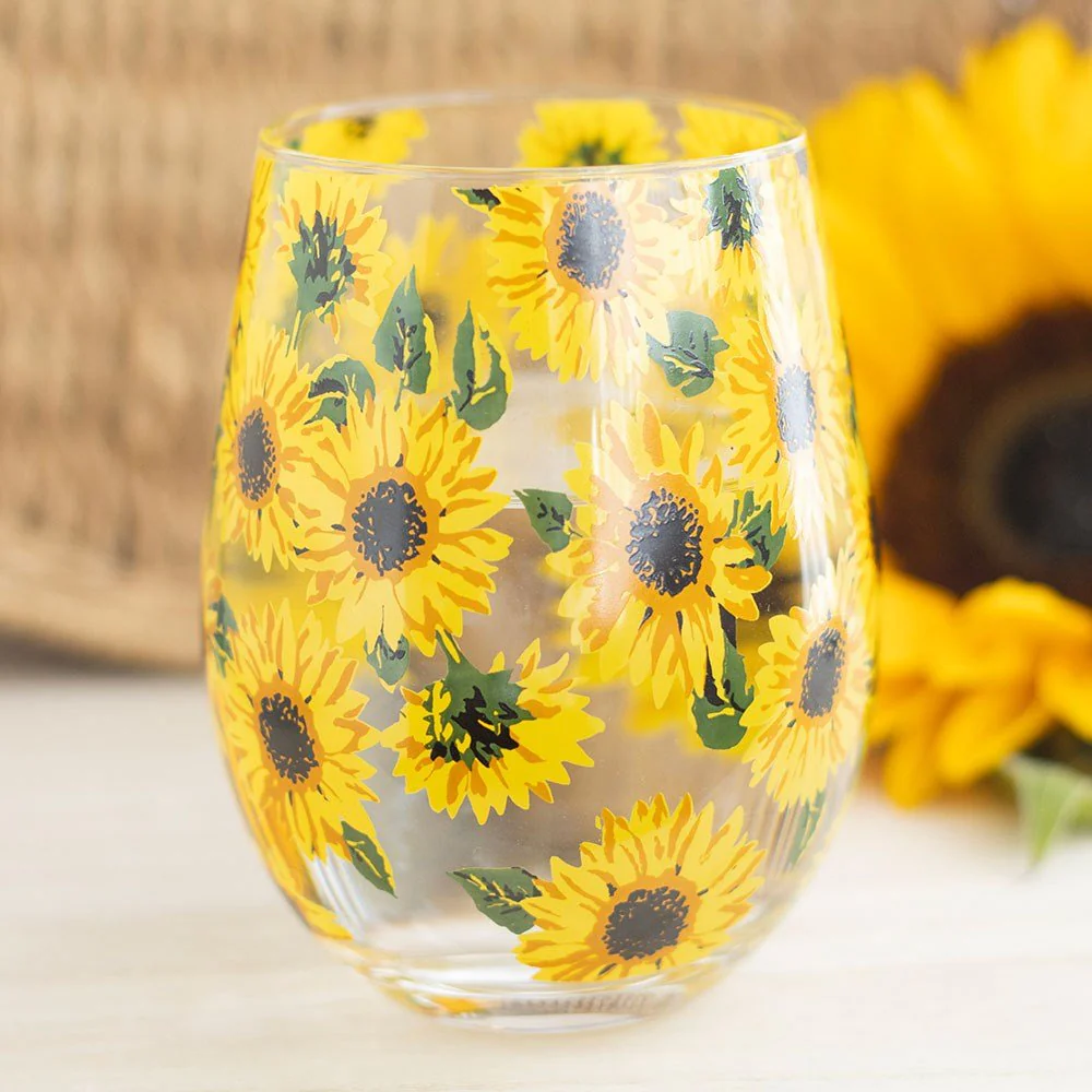 Stemless Wine Glass - Sunflower Print - Image 4