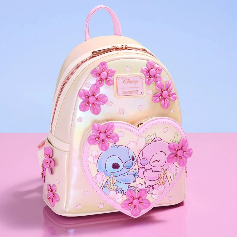 Loungefly Stitch & Angel Cherry Blossom Heart Mini Backpack - Image 8