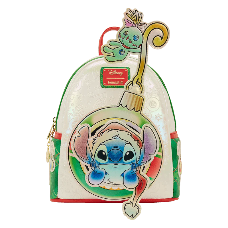 Loungefly Stitch & Scrump Iridescent Holiday Ornament Mini Backpack - Image 4