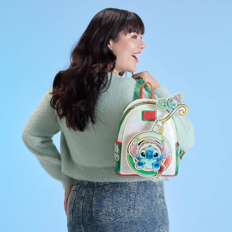 Loungefly Stitch & Scrump Iridescent Holiday Ornament Mini Backpack - Image 8