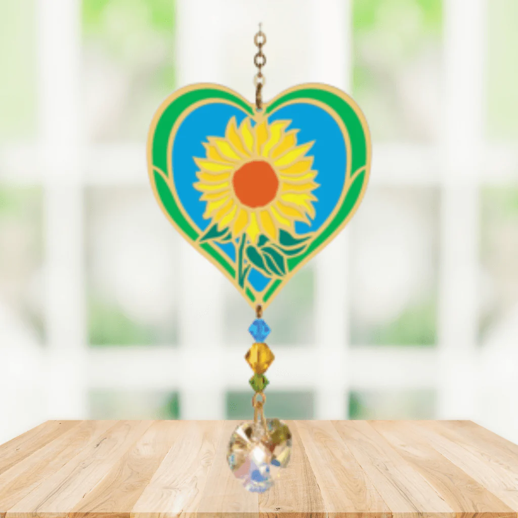 Sunflower Heart Crystal Suncatcher – Fabulous Florals - Image 2