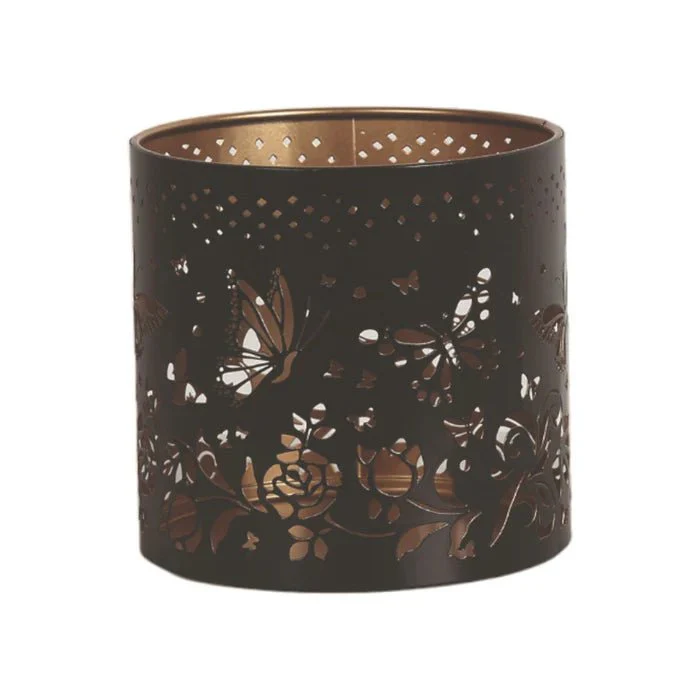 Butterfly Cutout Wax Melt Burner – Black & Gold Floral Design - Image 2