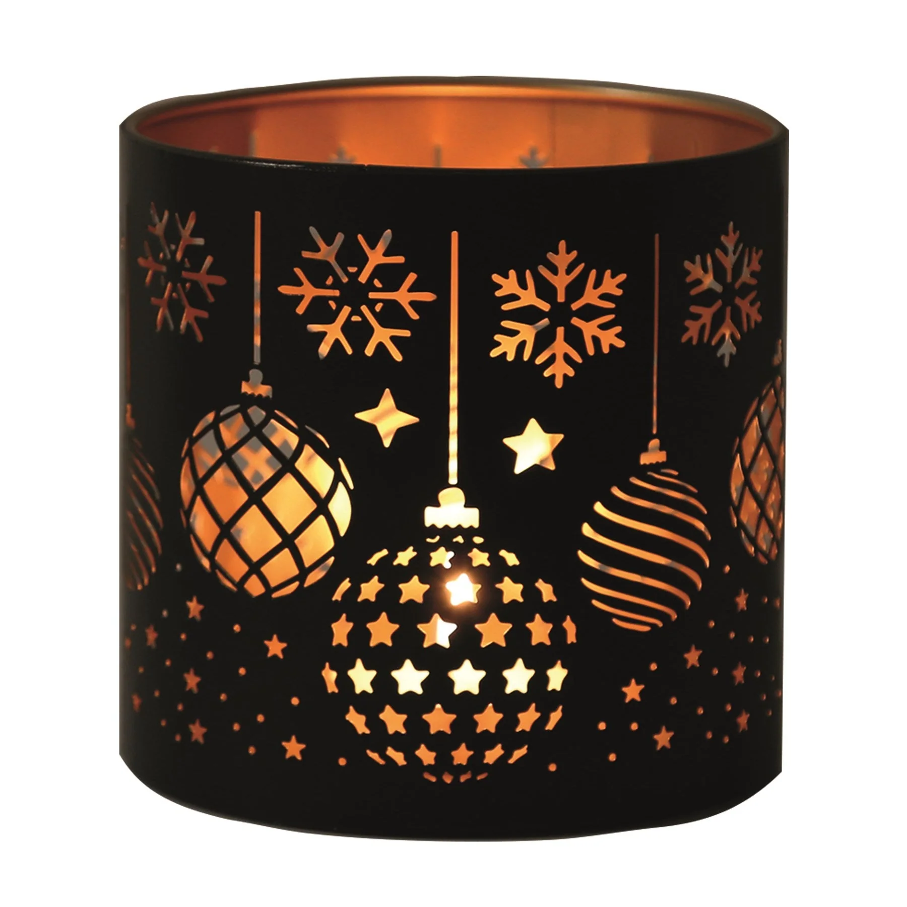 Tealight Wax Melter and Candle Holder - Black & Gold Silhouette Baubles - Image 3