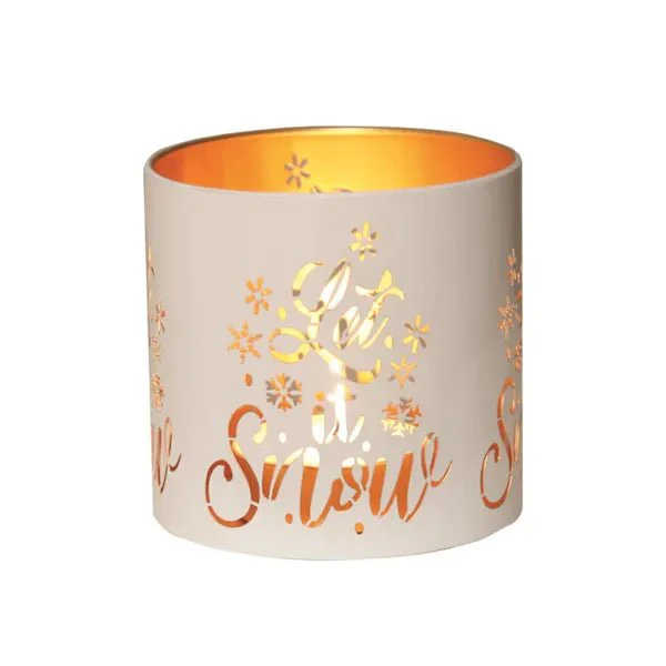 Tealight Wax Melter and Candle Holder Let It Snow White/Gold 10.5cm - Image 3