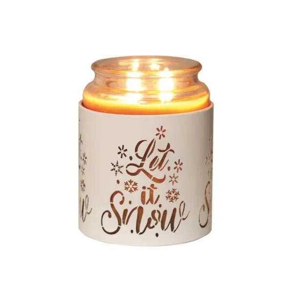 Tealight Wax Melter and Candle Holder Let It Snow White/Gold 10.5cm - Image 4