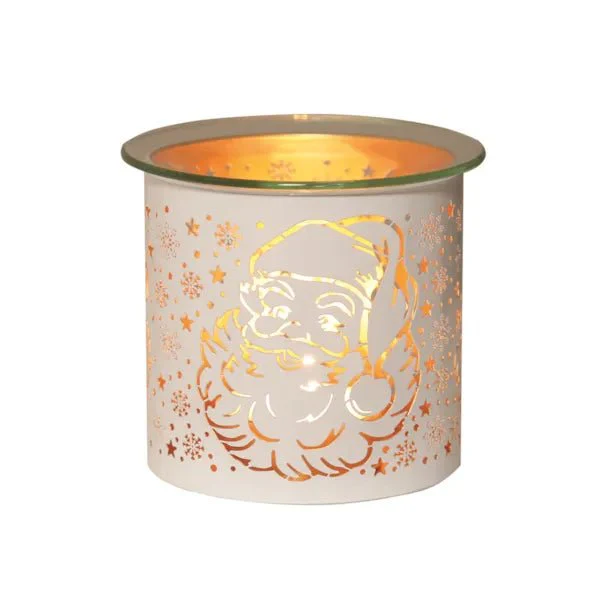Tealight Wax Melter and Candle Holder Santa White/Gold 10.5cm