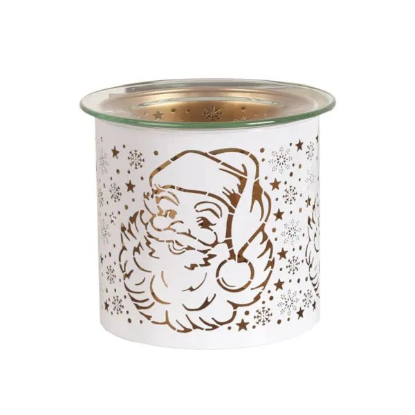 Tealight Wax Melter and Candle Holder Santa White/Gold 10.5cm - Image 2