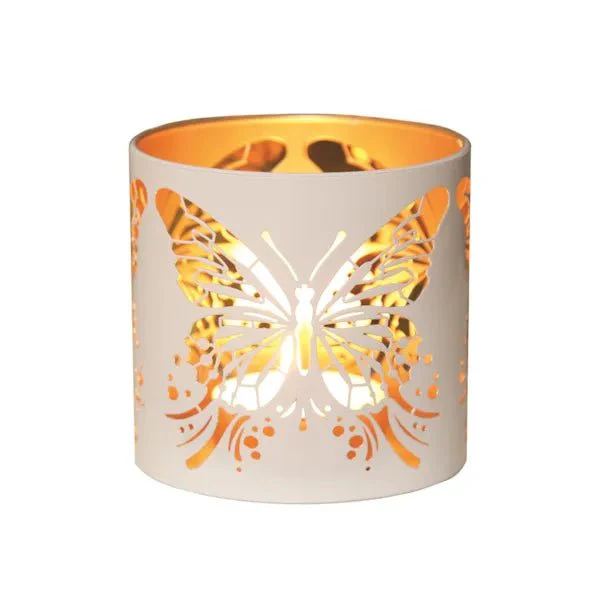 Tealight Wax Melter and Candle Holder - White & Gold Silhouette Butterfly - Image 3