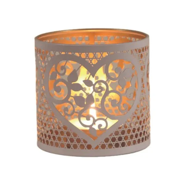 White Heart Cutout Wax Melt Burner – Metal & Glass - Image 4