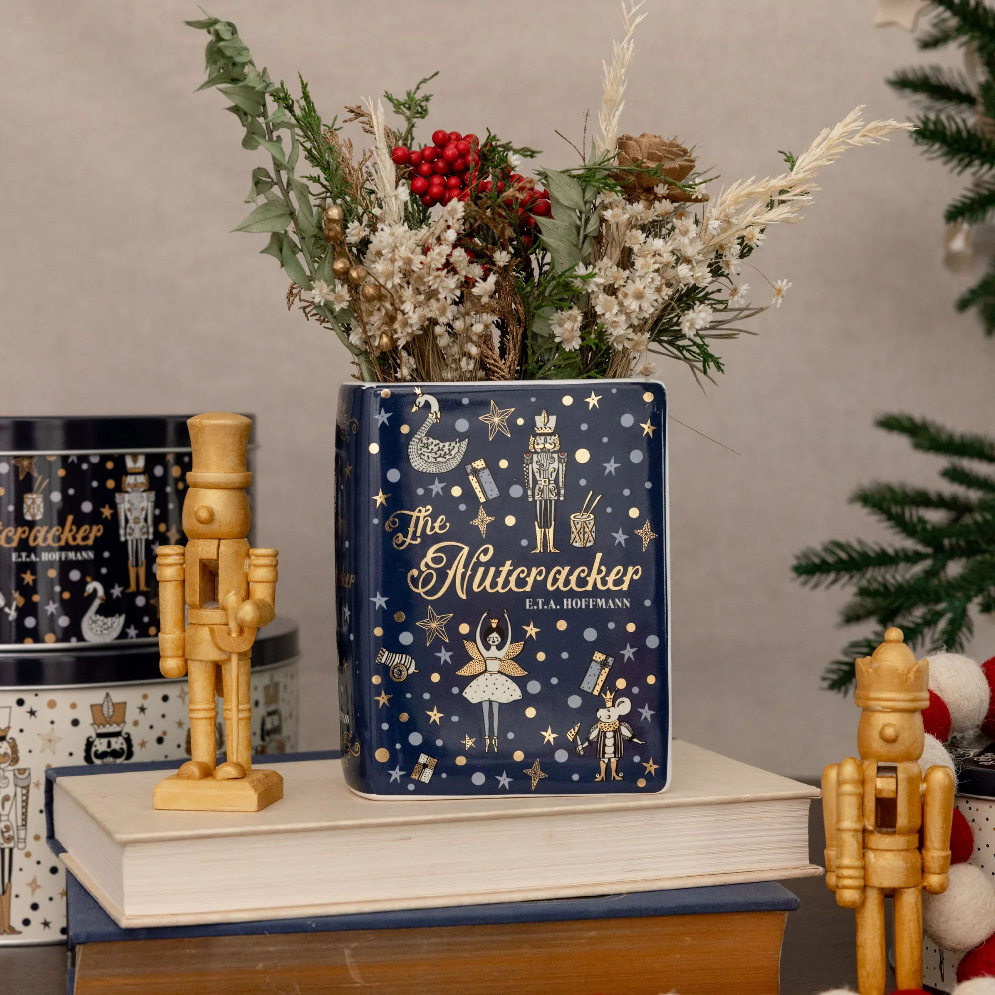 The Nutcracker Small Ceramic Book Vase – Festive Décor - Image 6