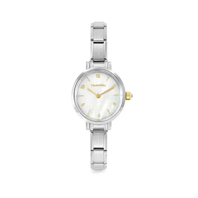 Time Oval Watch - White Mother Of Pearl